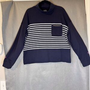 Croft & Barrow Blue and White Mock Turtle Neck Top. Excellent Condition.